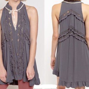 Ruffle Trim Swing Dress Tunic in Grey Sale!